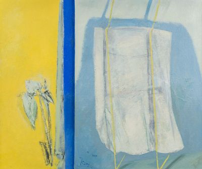 Miguel Ybanez (1946) 'Composición con Flor de Iris', huile s…