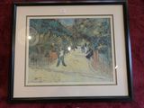 tableau représentant un homme et une femme marchant dans une rue