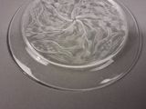 a glass plate with a bowl of food inside of it