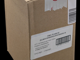 une boîte en carton avec un autocollant sur le côté