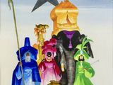 une image représentant un tableau sur lequel figure un groupe de personnes en costumes
