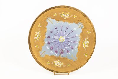 Assiette décorative circulaire en verre violet et plaqué or …