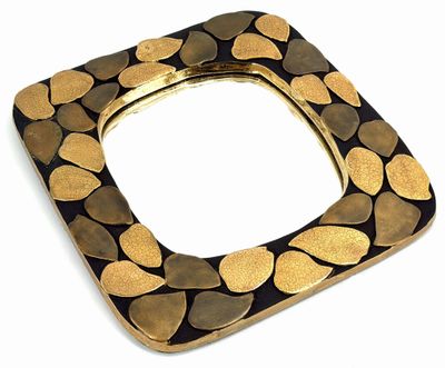 gold and black picture frame with hearts on it