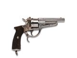 un gros plan d'un pistolet sur un fond blanc avec un fond blanc
