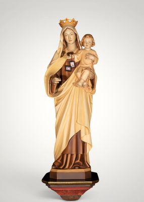 a statue of the virgin mary holding a child in her arms
