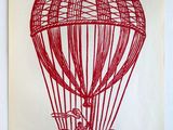 une image représentant un dessin de montgolfière à l'encre rouge