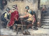 a painting of a group of men playing a game of chess