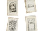 several old cards with pictures of people and animals on them