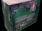 the box for the card game has a purple and green design on it