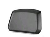 black plastic soap dispenser on white background with adn logo