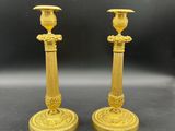 paire de chandeliers anciens en laiton