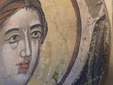 an image of a painting of a woman with a crescent around her neck
