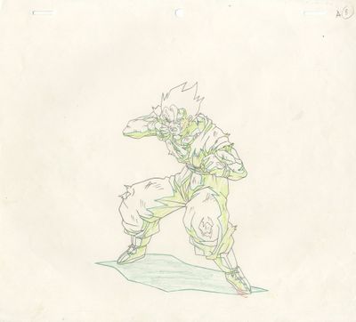 dessin représentant un homme tenant une épée à la main, sur une feuille de papier