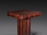 une table en bois avec un plateau carré sur fond gris