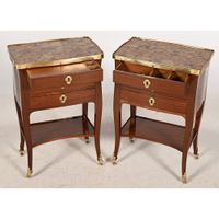 DUBUT. PAIRE DE TABLES DE SALON LOUIS XV en acajou massif à … (photo 3)