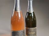 deux bouteilles de vin posées l'une à côté de l'autre sur une table