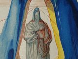 an image of a watercolor painting of a person in a cave