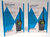 deux boîtes de talkies-walkies Midland G9 Pro posées sur une surface blanche