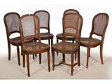 six chaises anciennes à dossier et assise en rotin