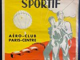 une vieille affiche faisant la promotion du parachutisme à Paris