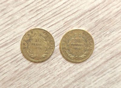2 pièces de 20F OR Napoléon III tête nue 1855 et 1854 A