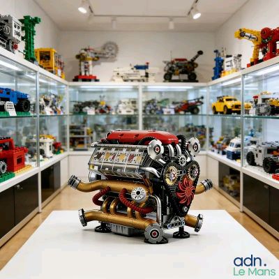 une vitrine remplie de Lego dans un magasin de jouets