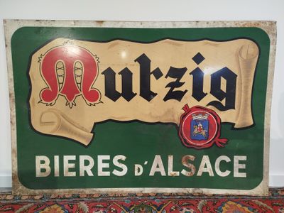 Grande plaque publicitaire Mutzig Bières d'Alsace en tôle li… - Photo 1