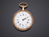 an antique pocket watch with roman numerals on a black background