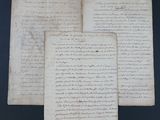 three pages of old paper with writing on them