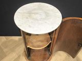 an image of a marble top side table with a wooden base