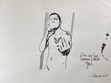 dessin représentant un homme en train de se brosser les dents devant un miroir