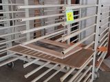 many shelves that are in the middle of a room