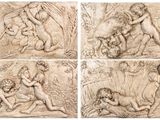 quatre images représentant un dessin d'une femme et d'un enfant