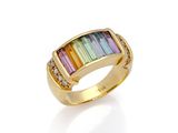 une bague en or sertie de pierres multicolores et de diamants