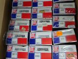 a box full of red, white, and blue boxes