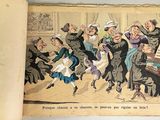 an old book with a picture of a group of people dancing