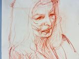 a drawing of a woman with a veil on her head