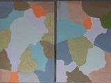 two paintings of different colors on the wall
