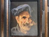 portrait of a bearded man in a beret, oil on canvas, signed and dated