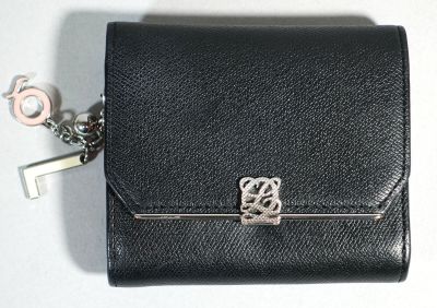 LOUIS QUATORZE Portefeuille en cuir noir et rose