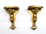 pair of antique brass wall sconces with cherenshes and cherenshes