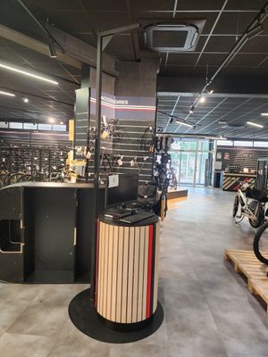 a bike shop with a lot of bikes on display