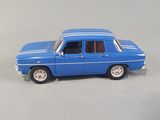 a blue toy car that is sitting on a white surface