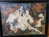 a picture of a painting of a cat on a table
