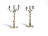 pair of silver plated candelabs with candlesticks