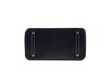 a black leather wallet with two zippers on the front