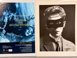 two posters of a man with a blindfold and a woman with a mask