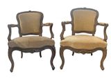 pair of louis xv style armchairs with upholstered arms