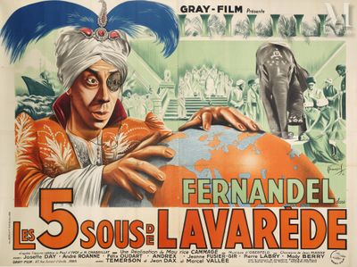 an old movie poster of a man holding a globe in front of a crowd
