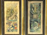 une peinture représentant une scène de rue et une peinture représentant une scène de rue